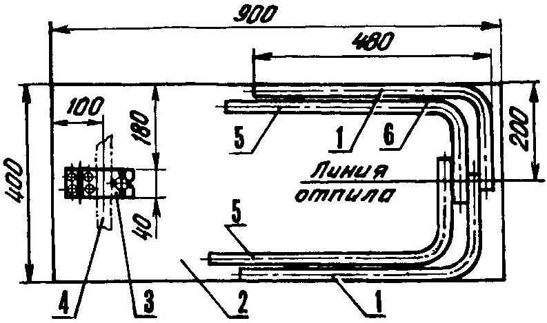 Схема укладки полудуг ножек иа нижней стороне панели столешницы для совместного отпиливання концов