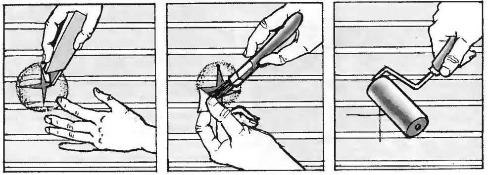 Fig. 22. Swelling of the leaf cut up with a cutter blade after the glue is rolled using a roller