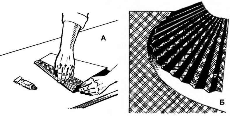 Складывание бумажной гармошки (А) и формирование из нее абажура (Б)