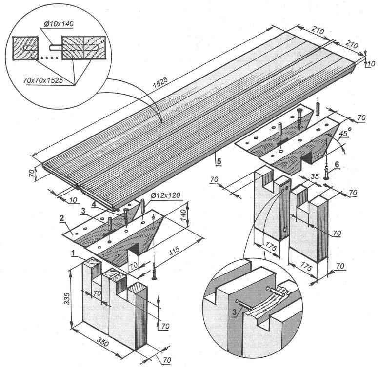 Bench with timber