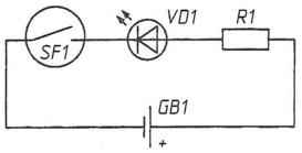 Рис. 1. Простой индикатор магнитного поля на герконе и светодиоде