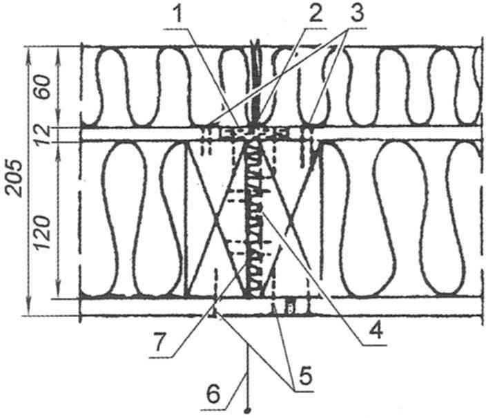 Fig. 5. Knot the seam of the connection elements of the exterior walls