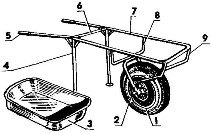 THE WHEELBARROW IS HEAVY DUTY AND THE CROSS