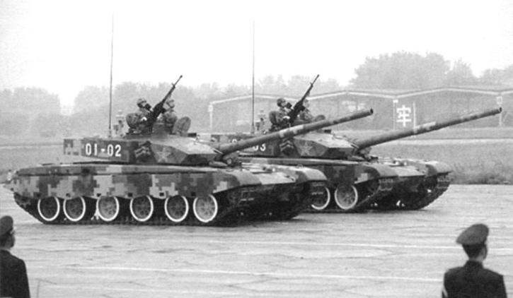 Tanks of the 112th division of the 38th army in the parade celebrating the 60th anniversary of the PRC
