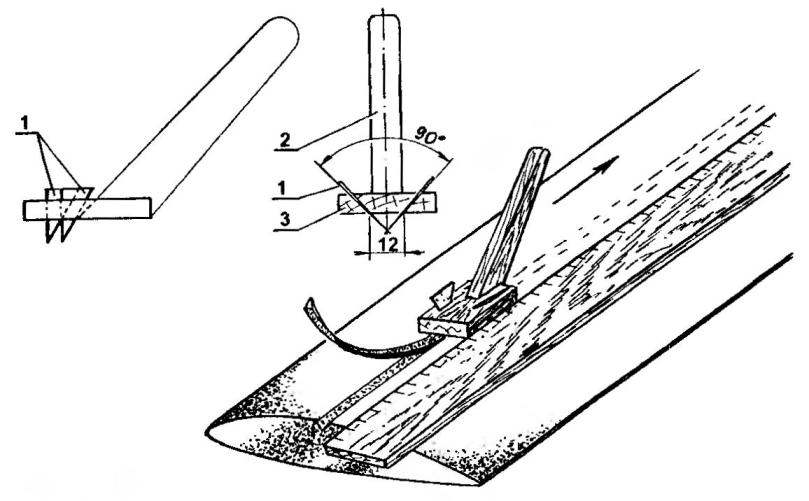 Strug for cutting triangular grooves on the core of the wing under the beam flange
