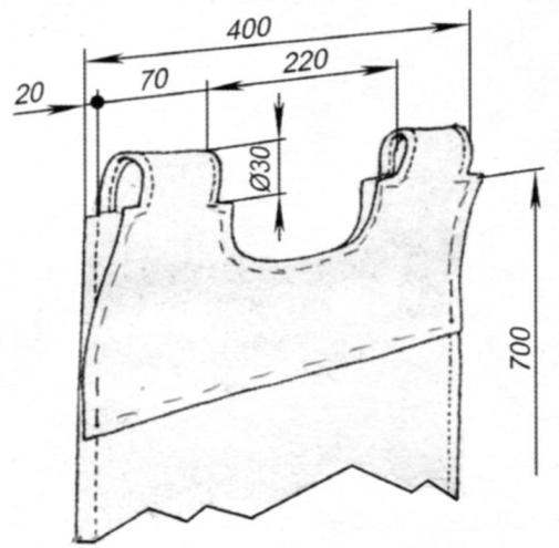 Боковина мешка-бункера с лямками для подвески на стержни-поперечины верхней рамы 