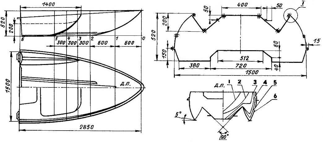 The theoretical drawing of the hull