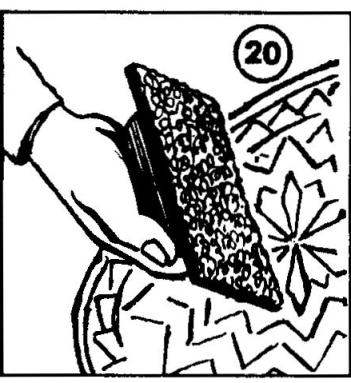 Fig.20. While processing the relief carved surfaces will help the clasp is glued gorsobraniya a mild abrasive 