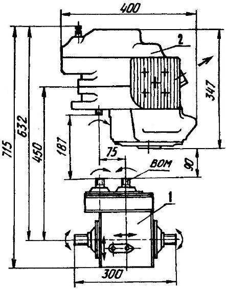 Layout of the gearbox with the motor scooter 