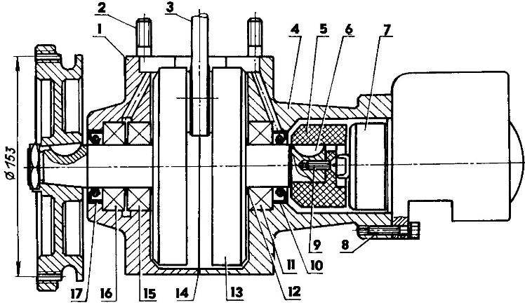 The layout of the engine parts in the crankcase