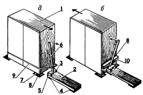 A device for moving the furniture (a — a pulling force b — thrust)
