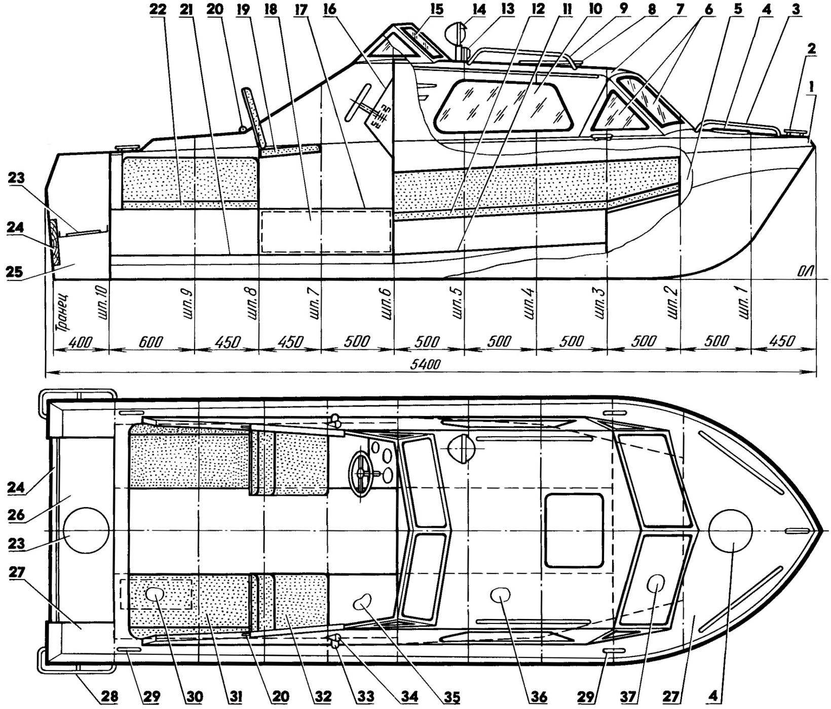 Fig. 2. The layout of the boat
