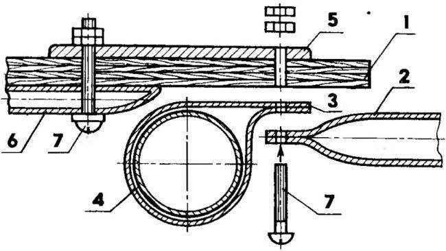 Fig. 8. The attachment point of the diagonal beam and outboard cross beam to