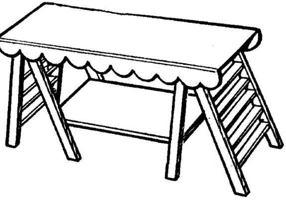 THE LADDER: A BED, A TABLE, AN EASEL AND A GAZEBO