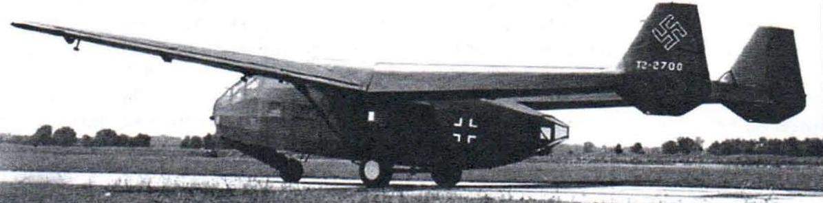 Go 242V-1. Version-1 had sprung main wheels. This glider was captured by the Americans and taken to Wilmington, Ohio, for testing