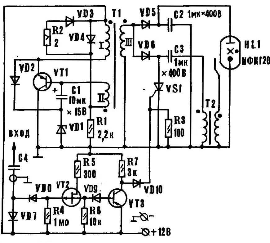 Схема стробоскопа на импульсной лампе