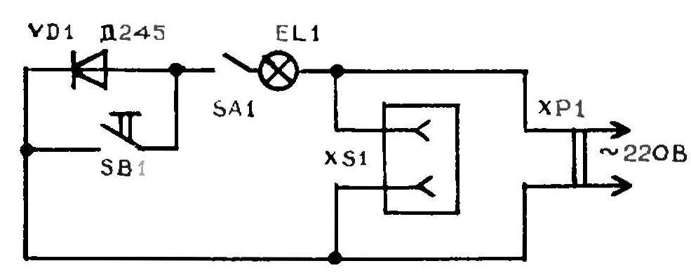 Electrical schematic diagram of table lamp extender