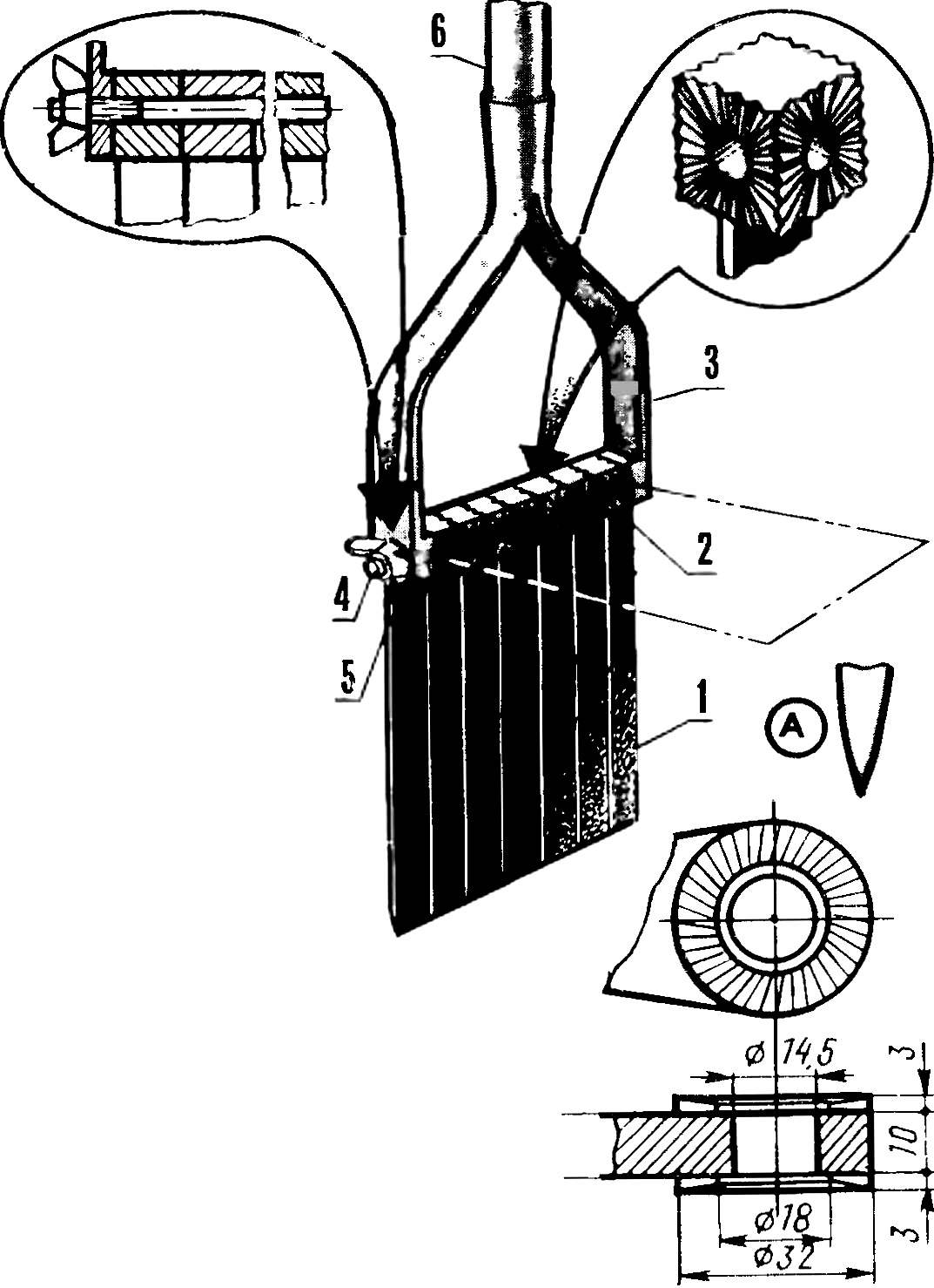 Fig. 3. Universal tool of the gardener-gardener with a patented mounting node