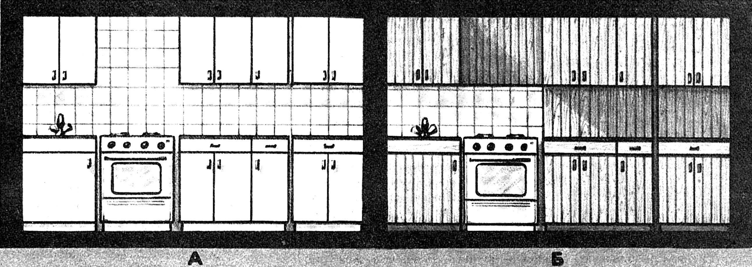 Kitchen before reconstruction (A) and after reconstruction (B).