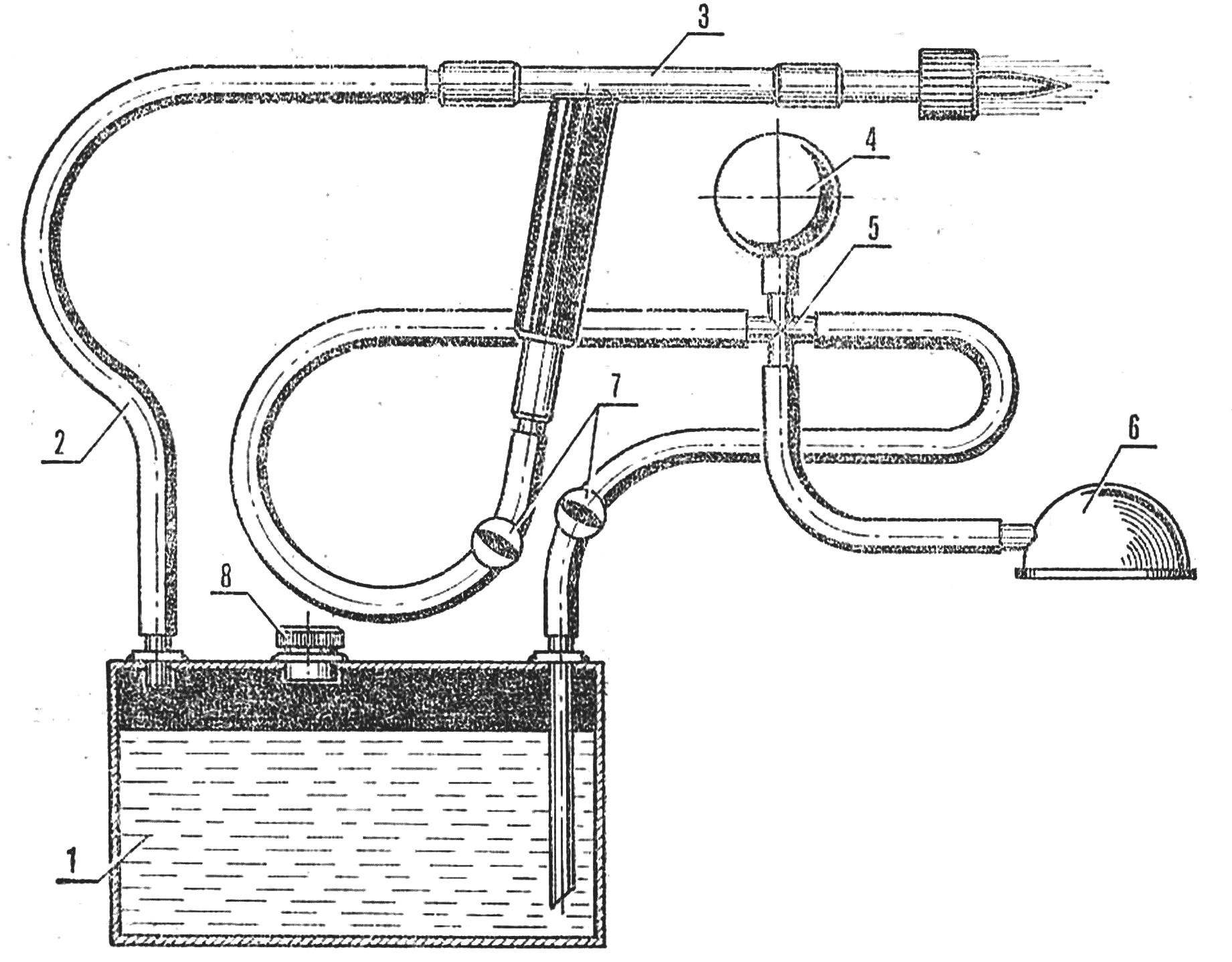 Р и с. 3. Схема установки для работы ка бензине