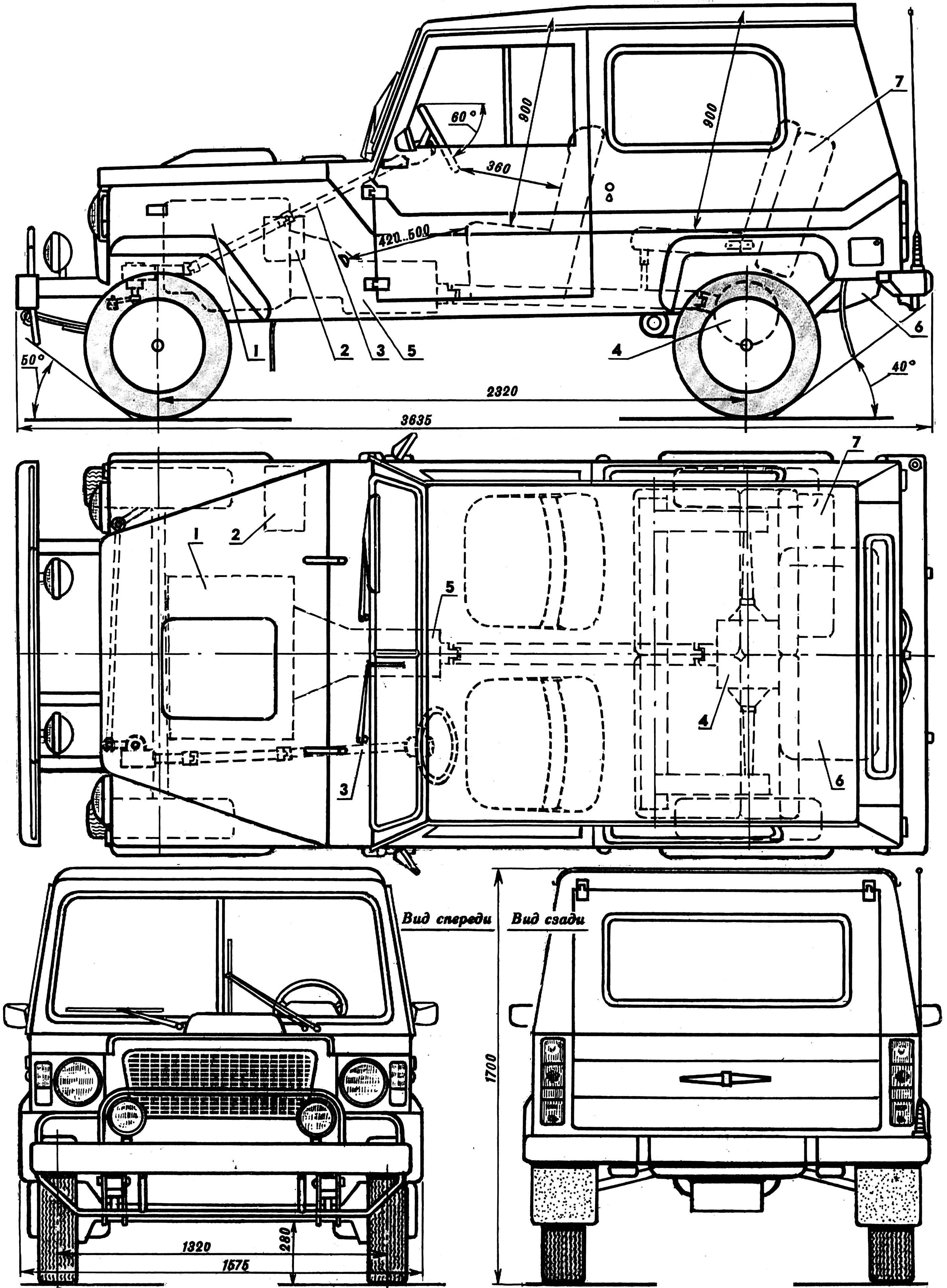 The layout of the car.