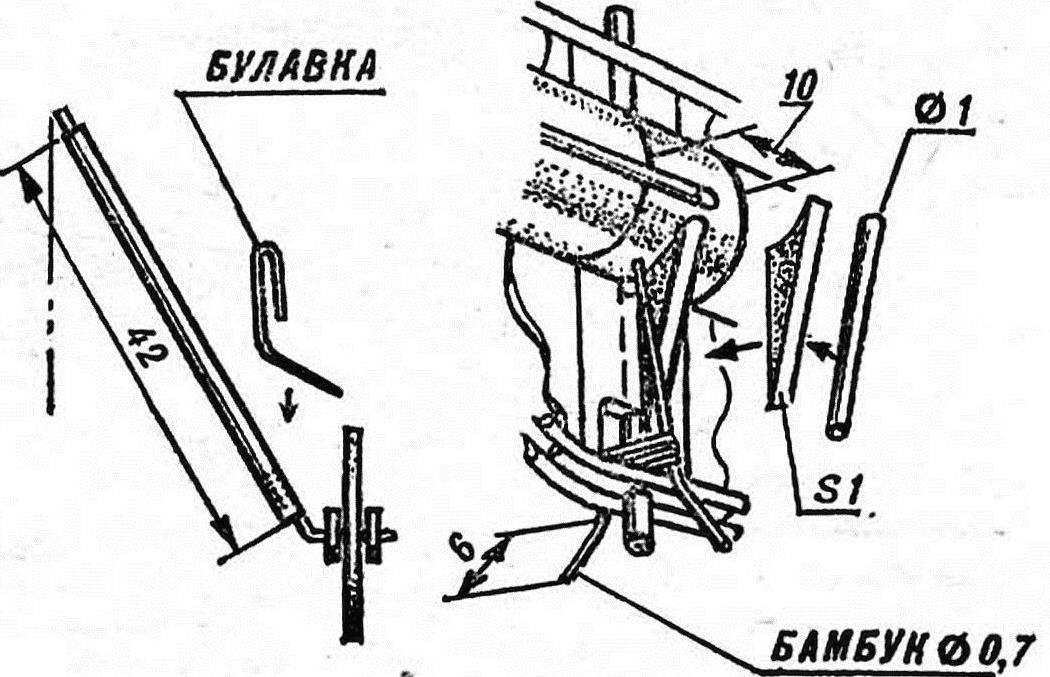 Р и с. 7. Шасси и силовой узел фюзеляжа модели-полукопии.