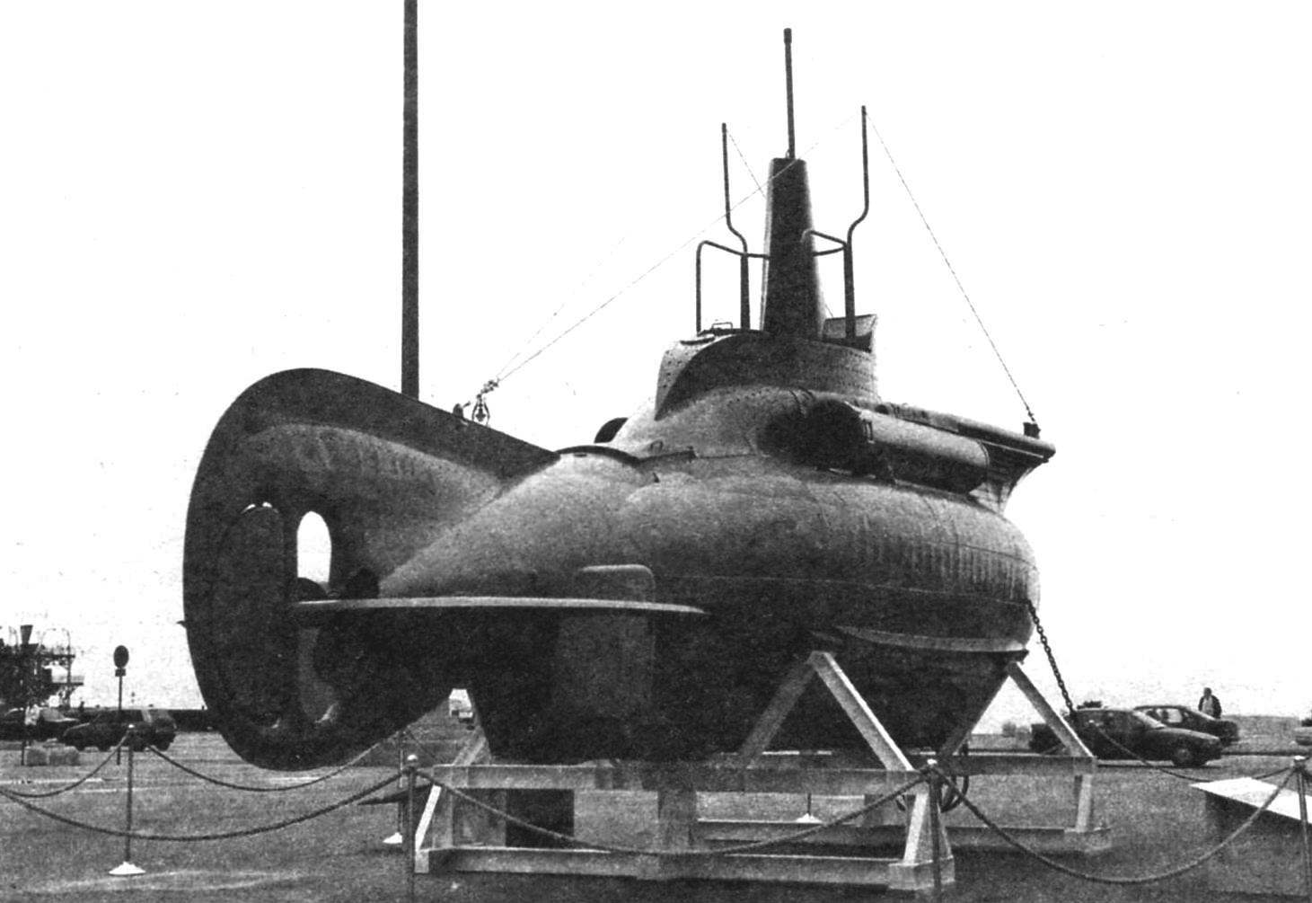 Submarine SV 22 exhibited on the square in Trieste