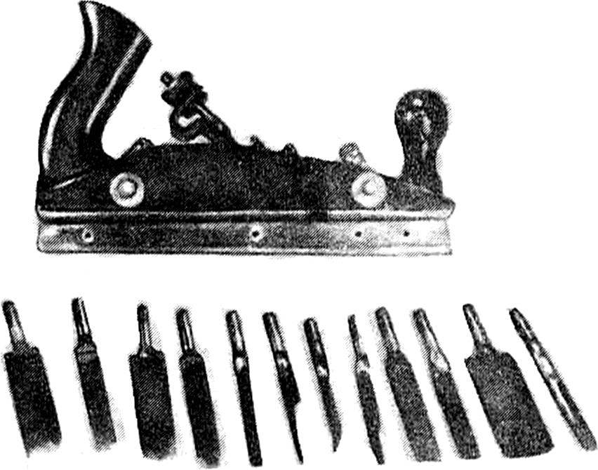 Planer with a bracket and a set of cutters.