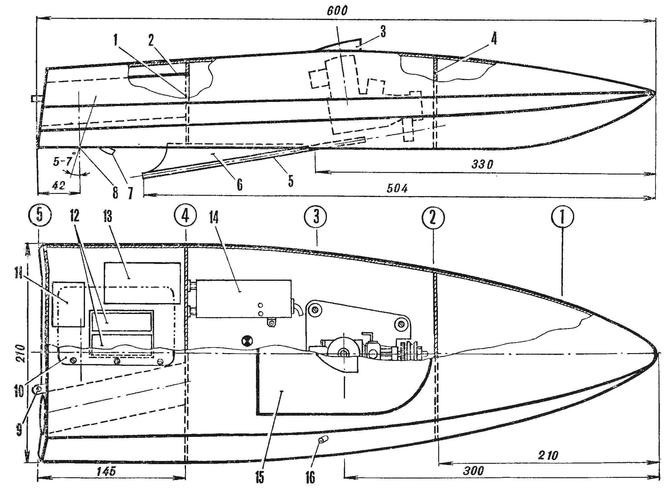 RC sudomodel with the engine working volume of 2.5 cm3