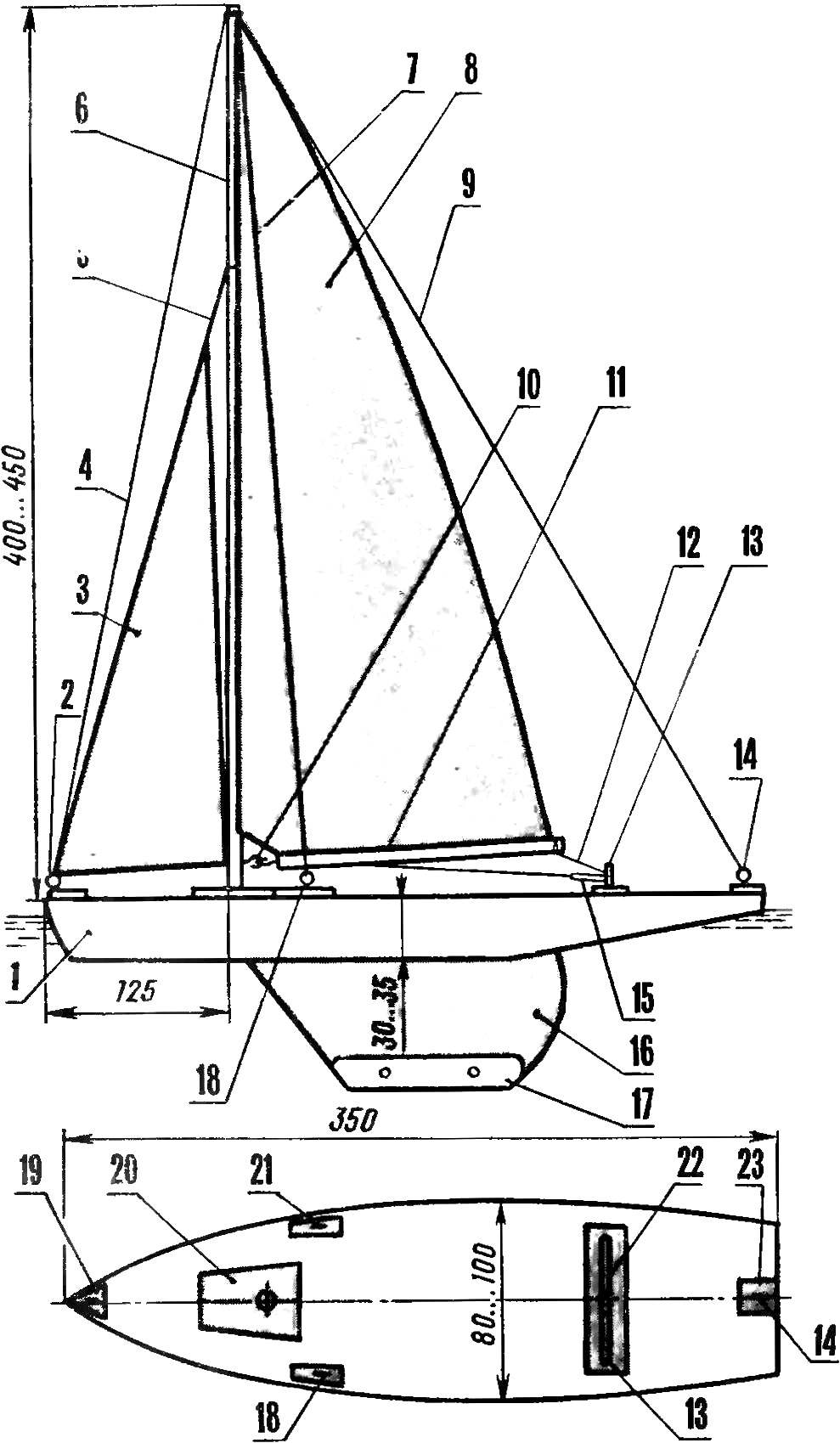 General view and main dimensions of the model.