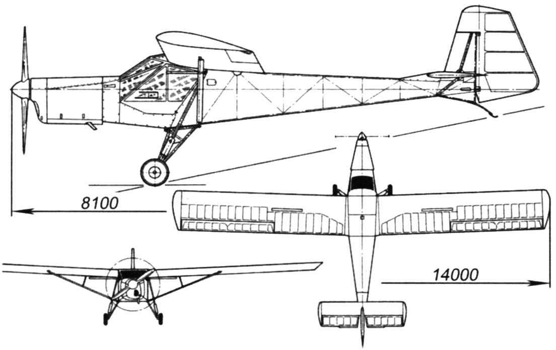 Double training aircraft M-3 designs V. Makhova