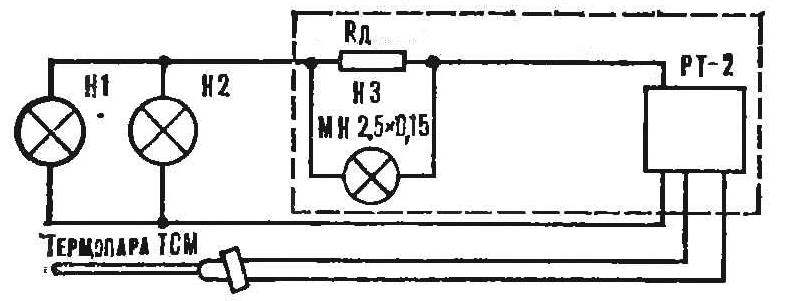 Fig. 3. The electrical circuit of the thermostat.