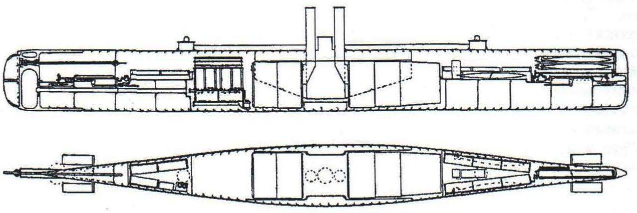 Подводная лодка «Норденфельд-3» конструкции Гэррета, Англия, 1887 г.