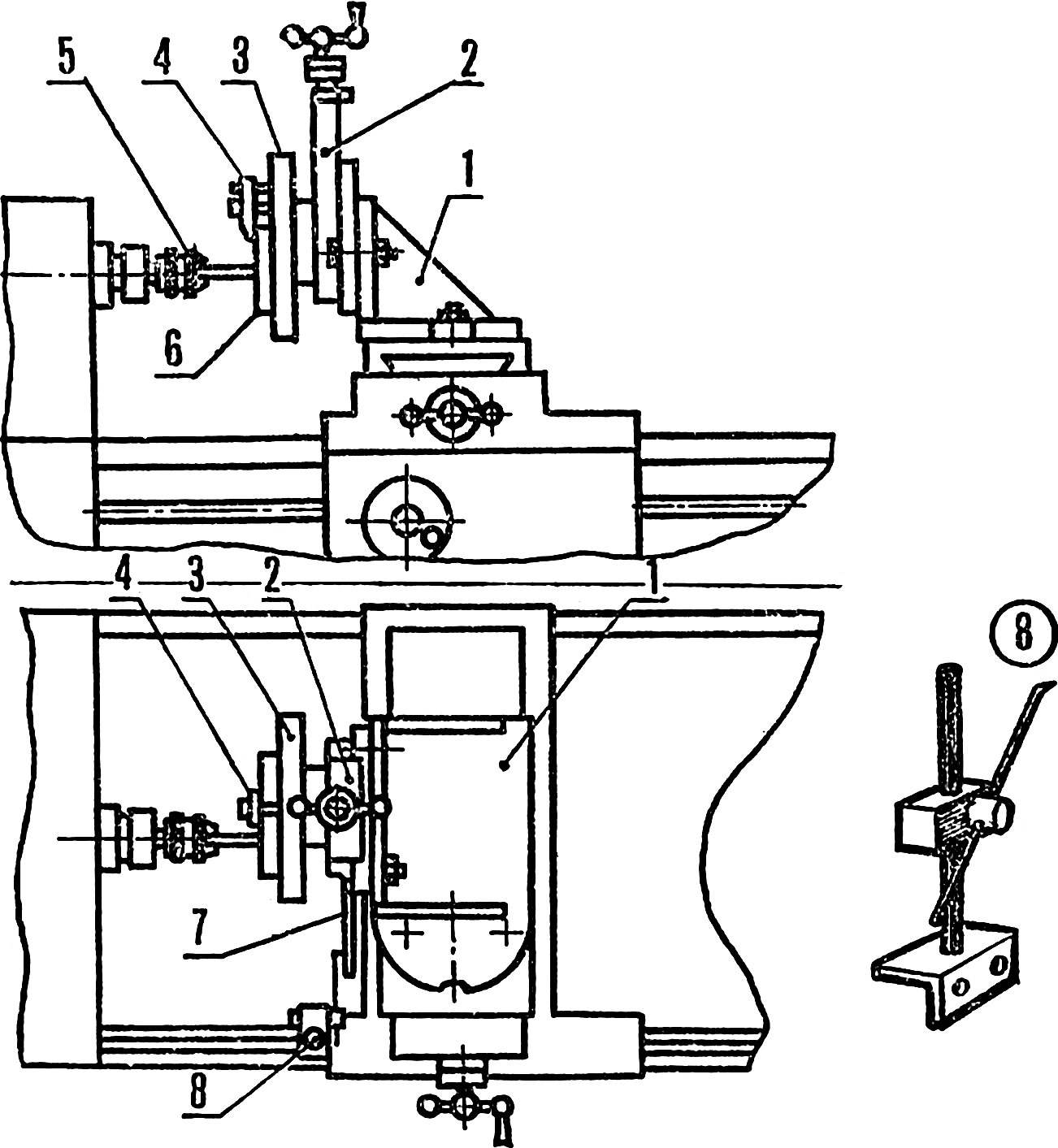 Fig. 1. Tooling to the lathe TV-4 for work cutters.