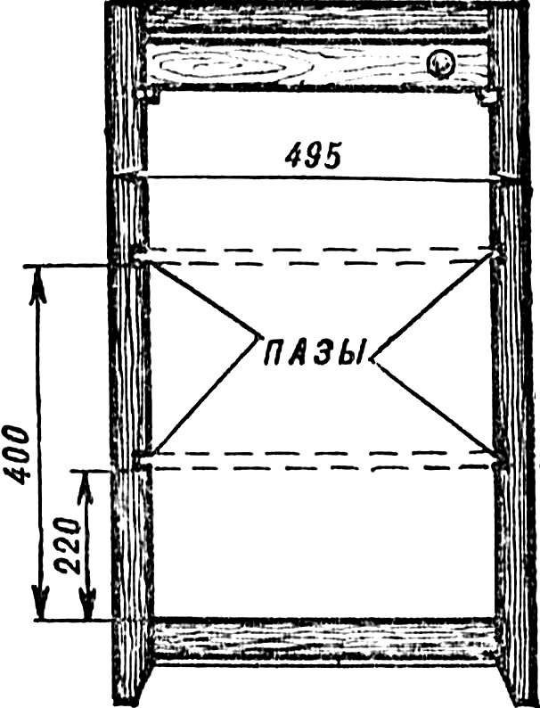 Fig. 2. The location of the grooves in the legs under the shelf.