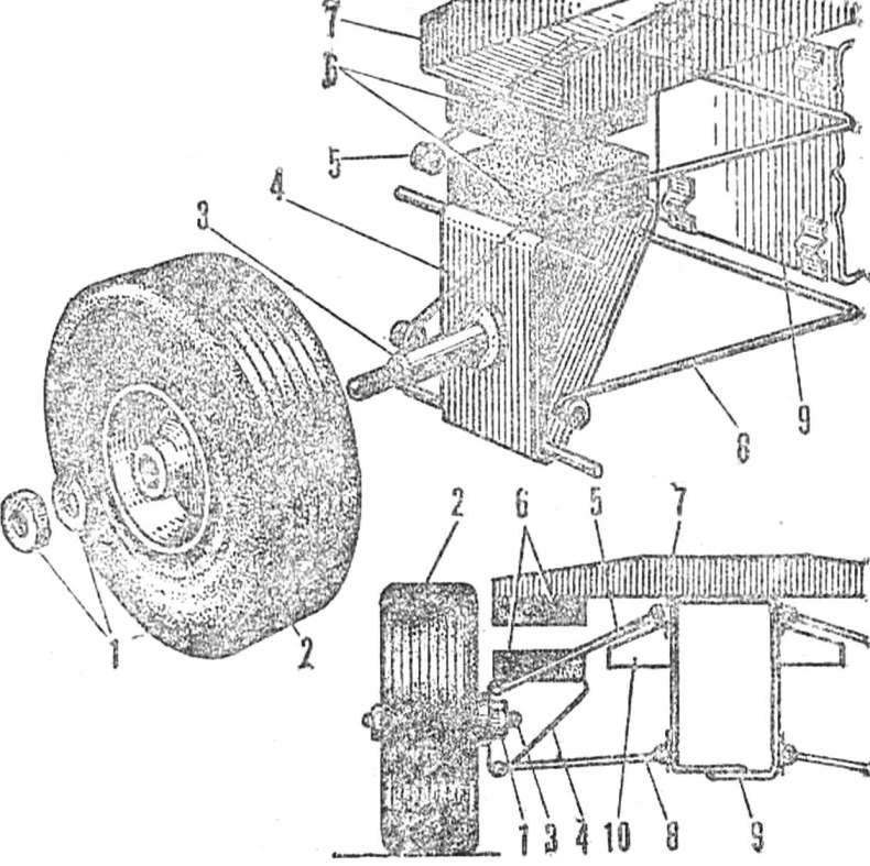 Suspension device in the box on magnetic shock absorbers