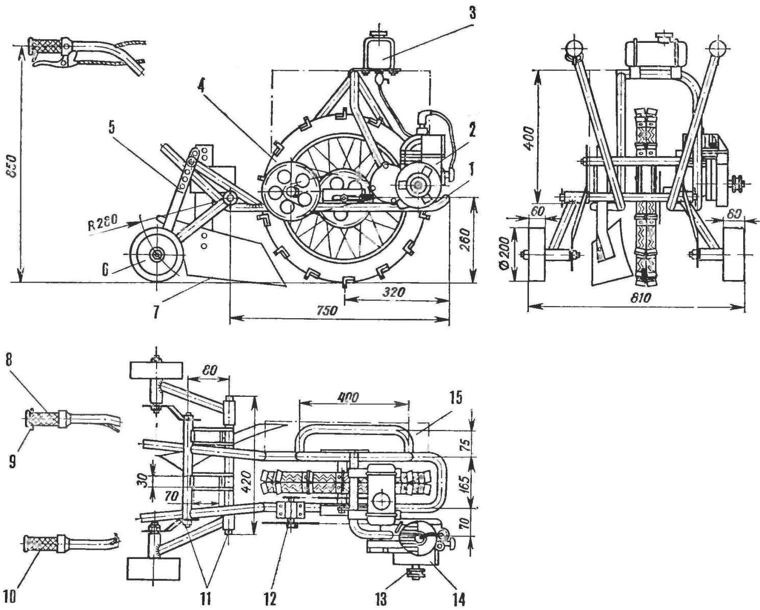 Fig. 1. The layout of the motor-plow