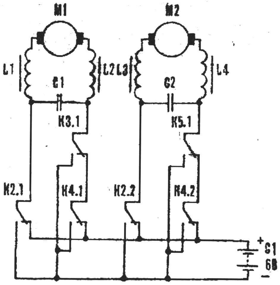 Рис. 2. Электрическая схема ходовой части модели.