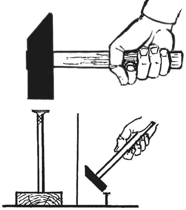 1. Long nails better to score 400 — 500-gram hammer, small hammer weighing up to 250 g