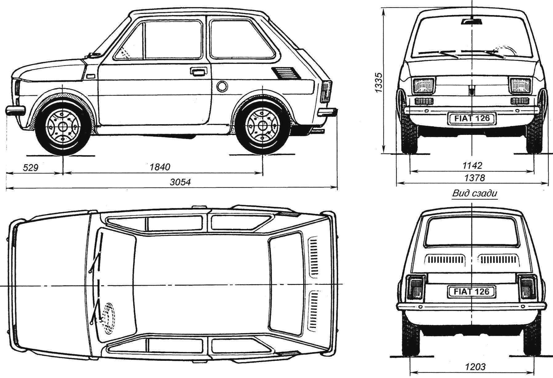 Geometric scheme of the car Polski FIAT 126 p
