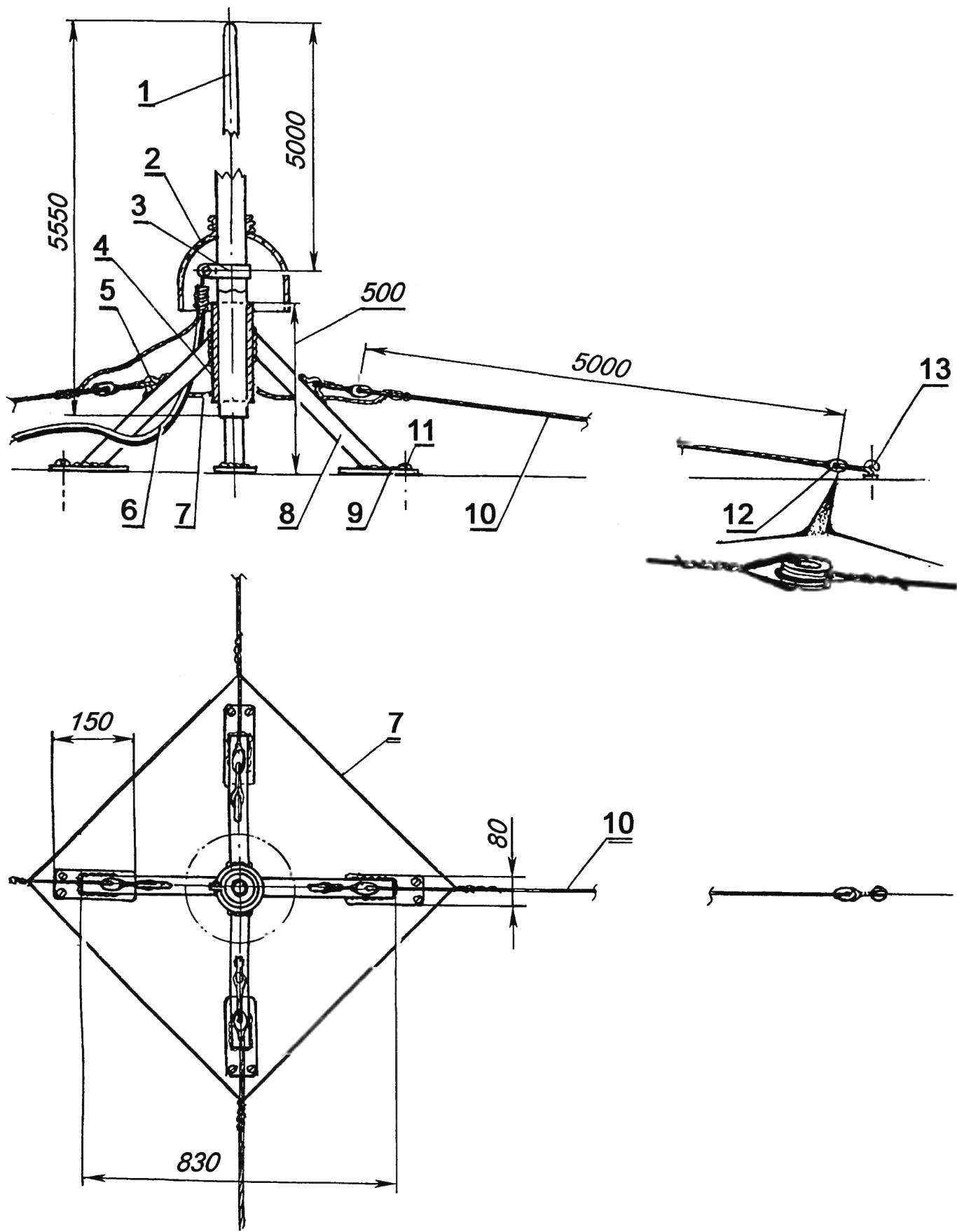 Конструкция четвертьволновой штыревой антенны типа Ground Plane