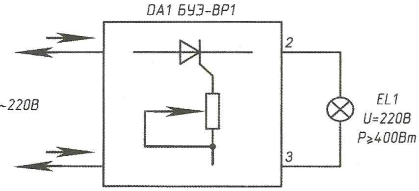 Электрическая схема включения блока управления электродрелью (БУЭ)