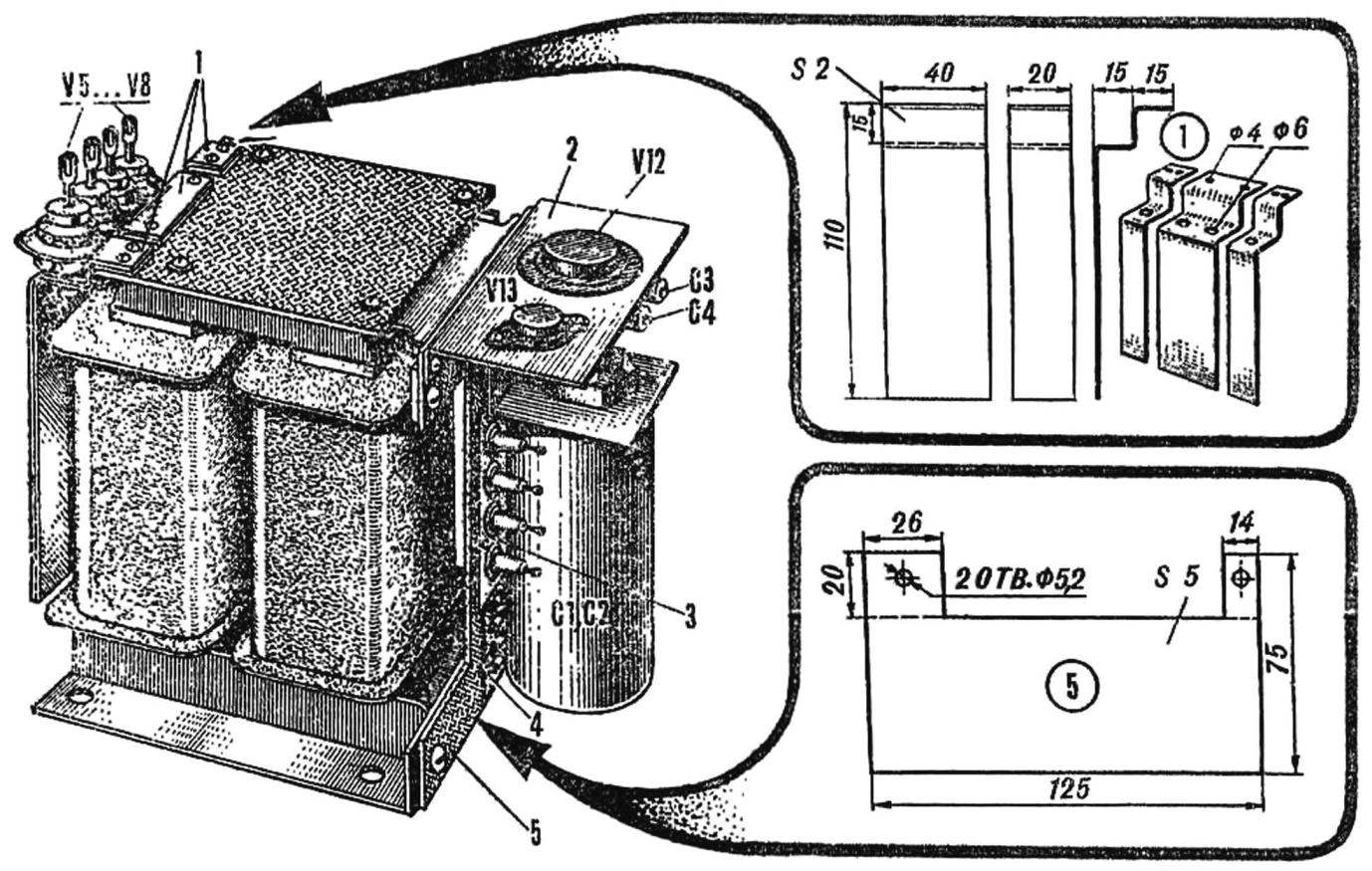 Fig. 2. Power transformer with installed elements