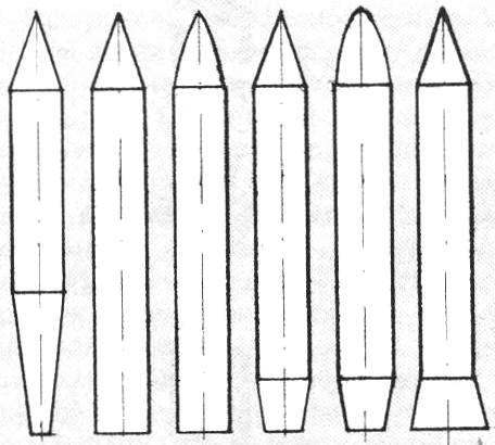 Рис. 2. Формы корпусов моделей ракет