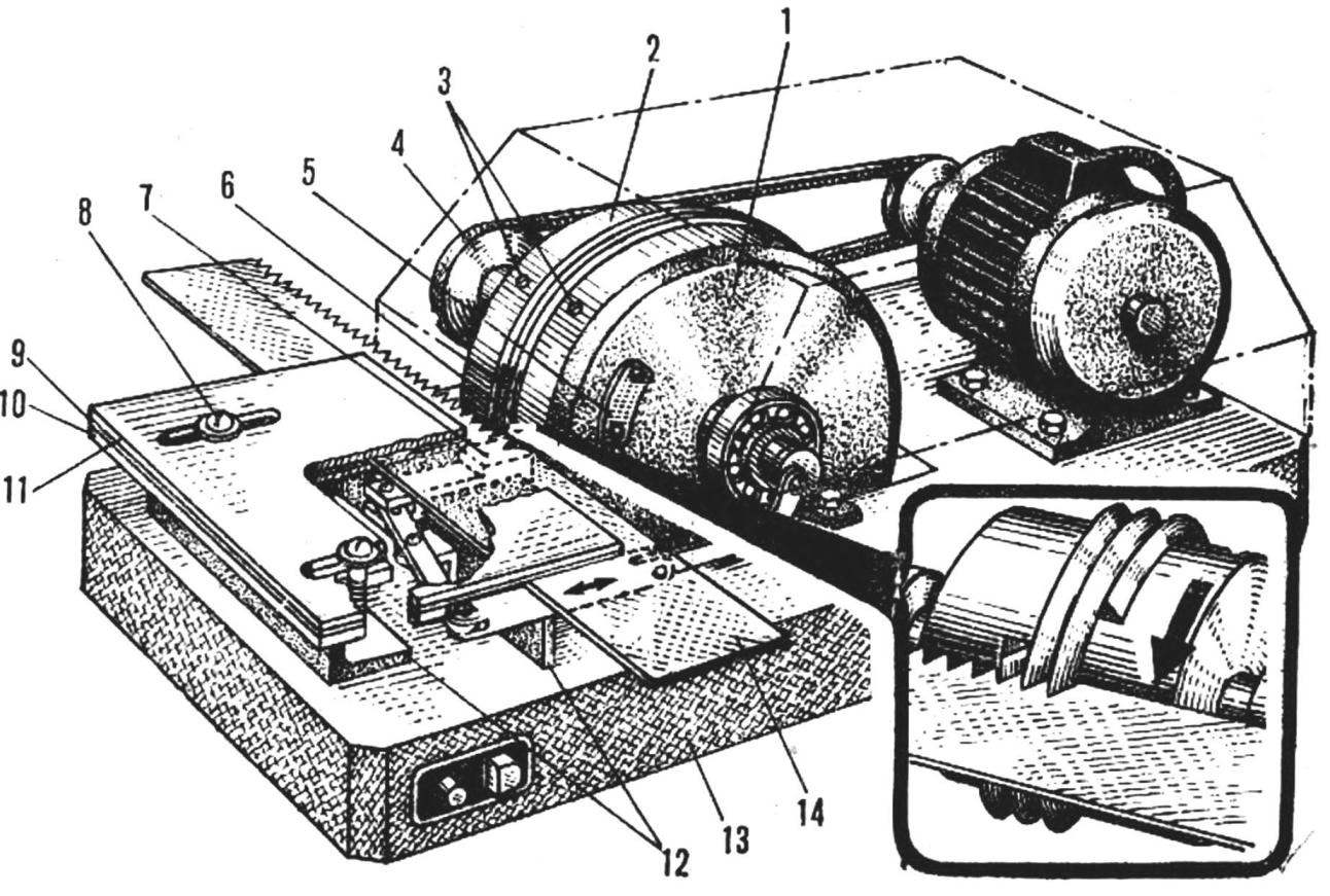 A device for punching teeth in the paintings