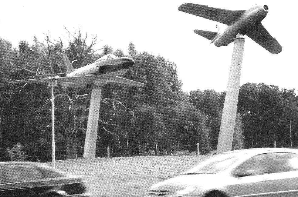 Aircraft SAAB on a pedestal