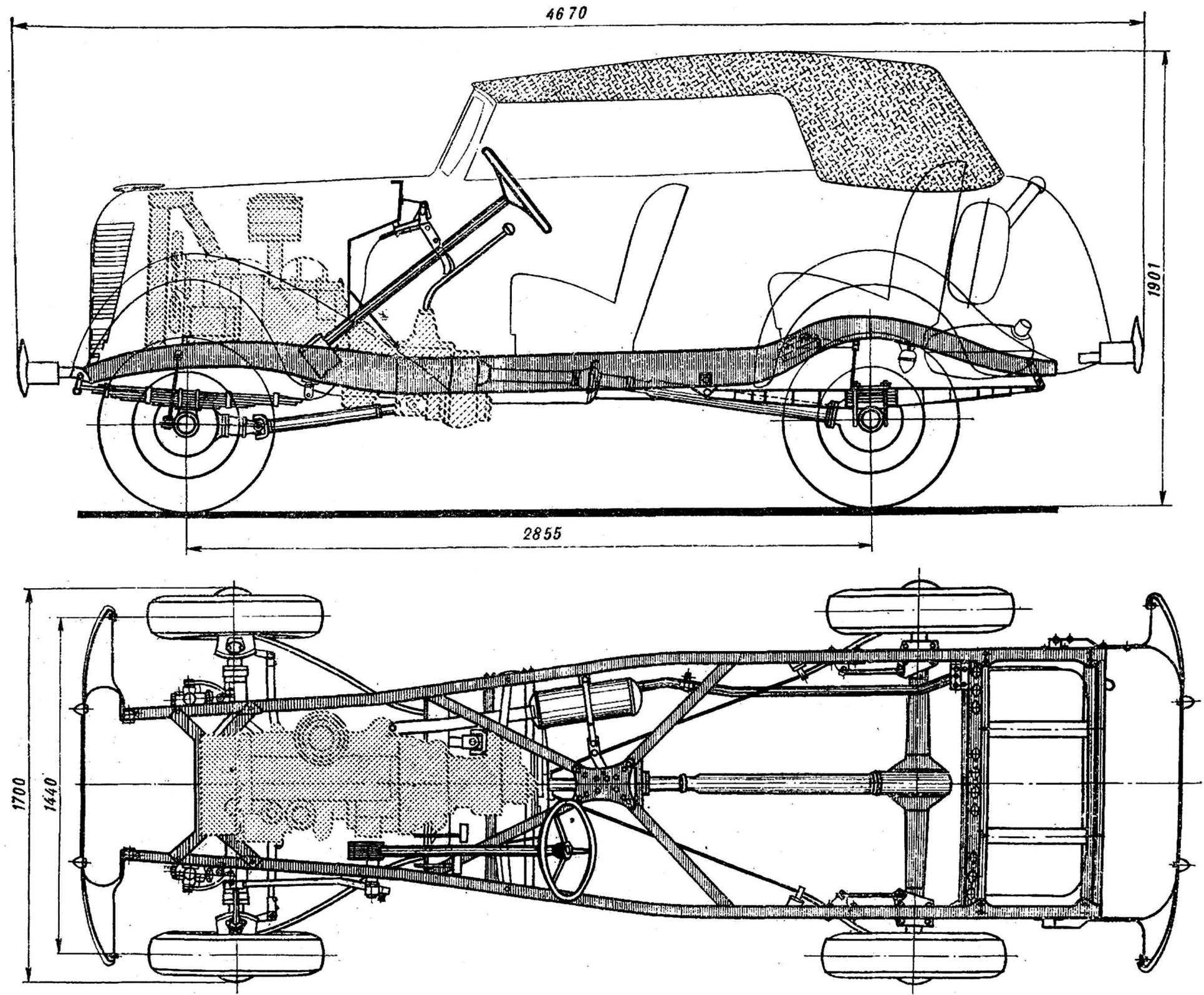 The chassis of the car GAZ-61-40.