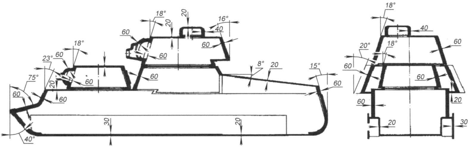 Схема бронирования танка Т-100