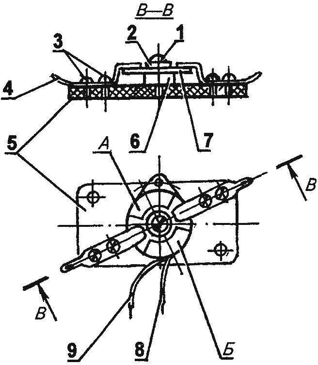 Рис.5. Коммутатор управления ходовым электродвигателем (А и Б — «плюсовая» и «минусовая» ламели ротора)