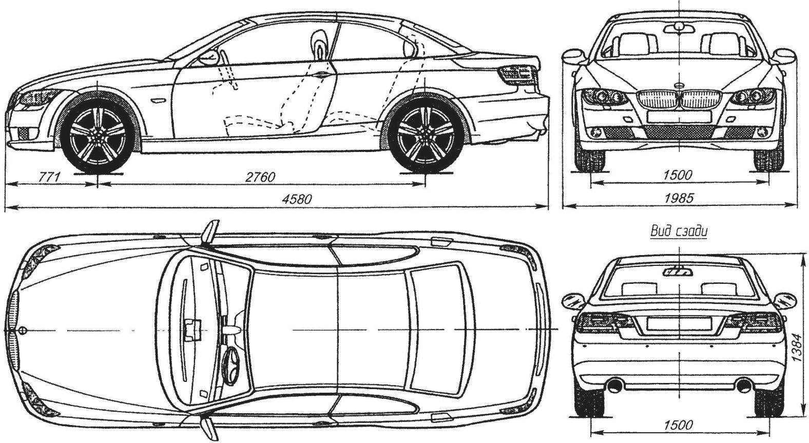 Геометрическая схема автомобили BMW 335i Convertable